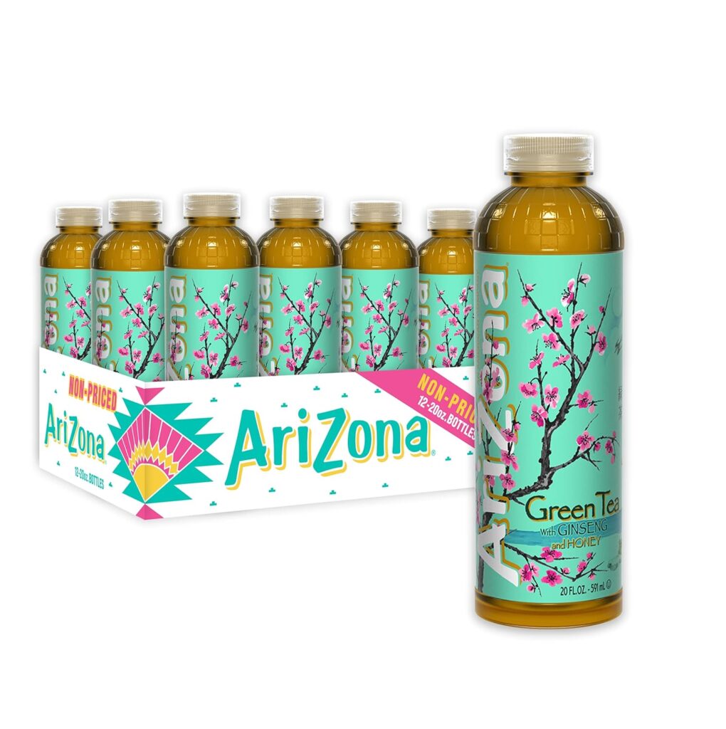 AriZona Green Tea with Ginseng and Honey, 20 Fl Oz (Pack of 12)