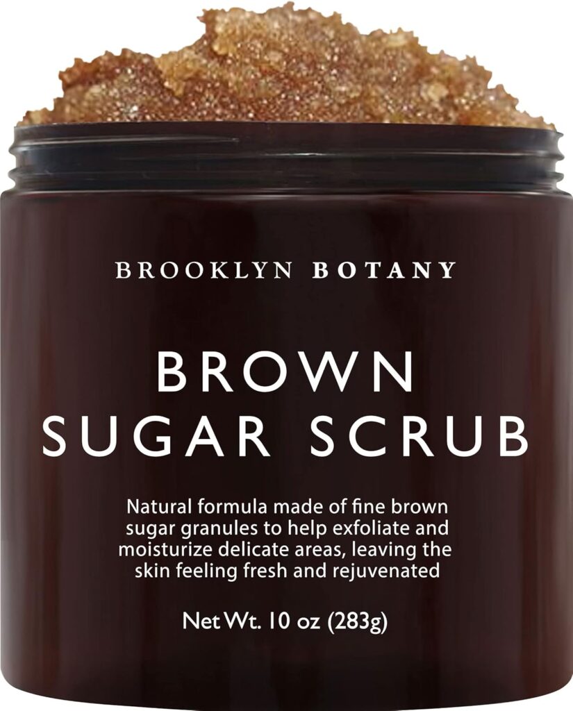 Brooklyn Botany Brown Sugar Body Scrub - Moisturizing and Exfoliating Body, Face, Hand, Foot Scrub - Fights Acne, Fine Lines  Wrinkles, Great Gifts For Women  Men - 10 oz