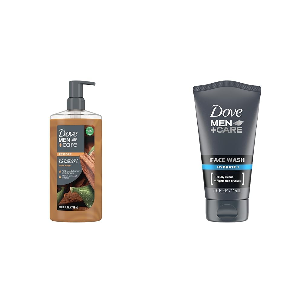 Dove Men+Care Body Wash Sandalwood + Cardamom Oil to Rebuild Skin in the Shower with Plant-Based Cleansers and Moisturizers 26 oz