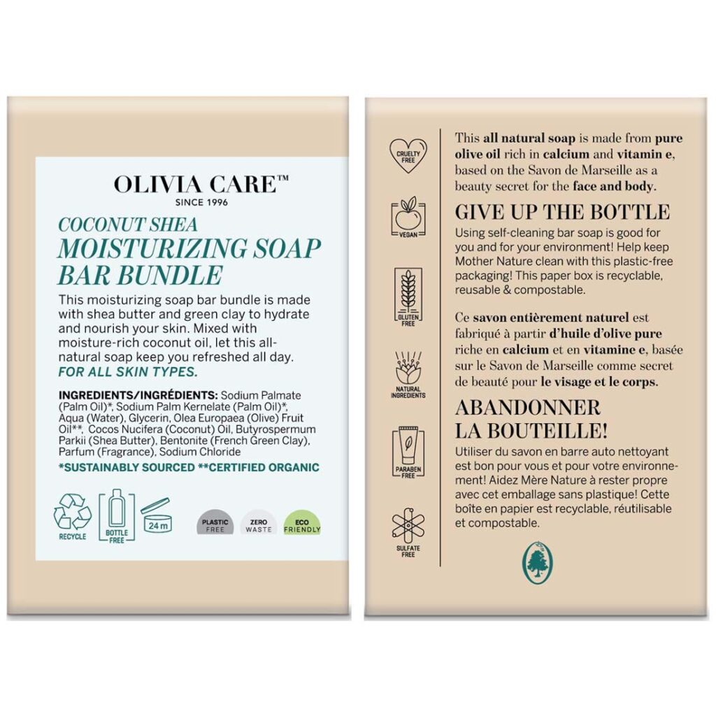 Exfoliating Bar Soap 3 Pack by Olivia Care – 100% Natural  Organic - Infused with Shea Butter  Oats - Deep Clean, Refreshing, Moisturizing  Hydrating - Triple-Milled - 3 X 5 OZ