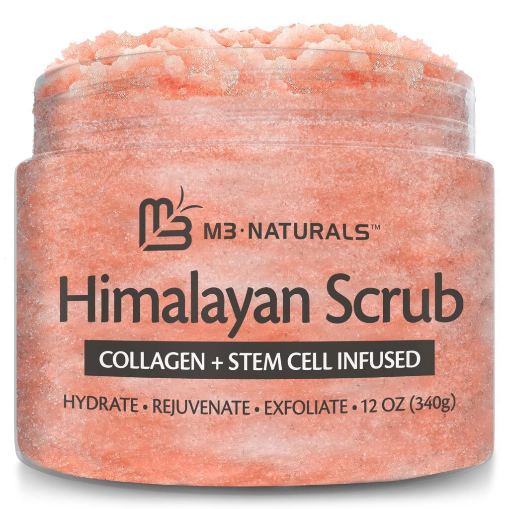 Exfoliating Body Scrub Turmeric Body Scrub and Skin Exfoliator with Collagen and Coconut Oil Gently Exfoliate Face Body Hand and Foot Scrub Moisturizing Body SkinCare products by M3 Naturals