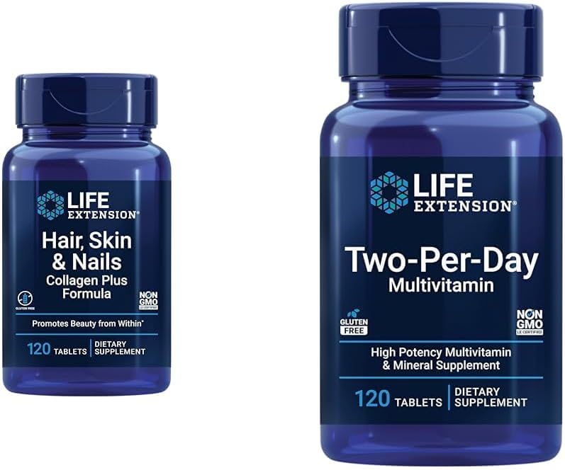 Life Extension Hair, Skin  Nails Collagen Plus Formula with Multi-Vitamin  Mineral Supplement - 120 Count  120 Tablets