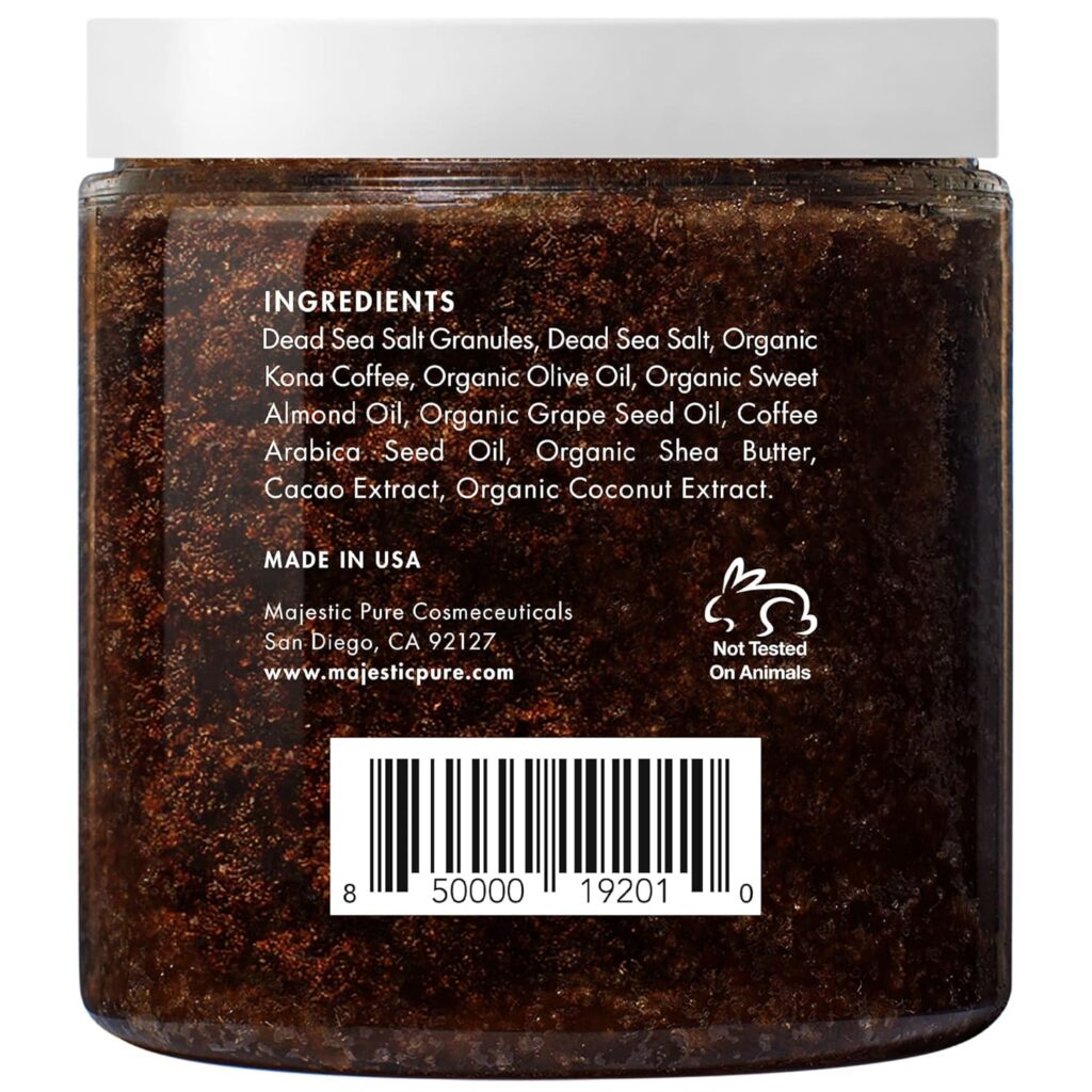 MAJESTIC PURE Arabica Coffee Scrub with Dead Sea Salt | All Natural Exfoliating Body Scrub for Skin Care, Stretch Marks, Acne, Cellulite | Body Scrub Exfoliator Reduce the Spider Veins, Eczema | 10 Oz