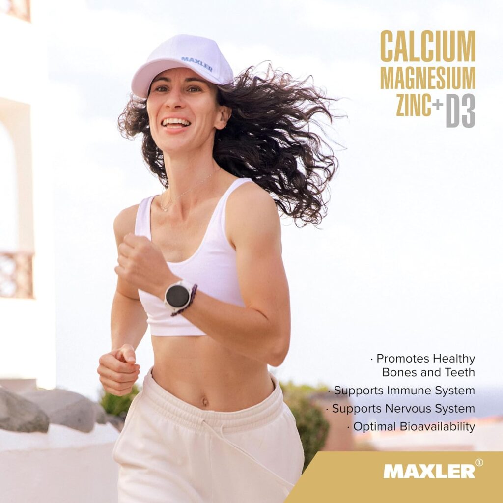 Maxler Calcium Magnesium Zinc Plus Vitamin D3 - Essential Minerals Supplement - Calcium 1000mg Magnesium 600mg Zinc 15mg Vitamin D3 600IU - Immune Support - 90 Calcium Magnesium Zinc D3 Tablets