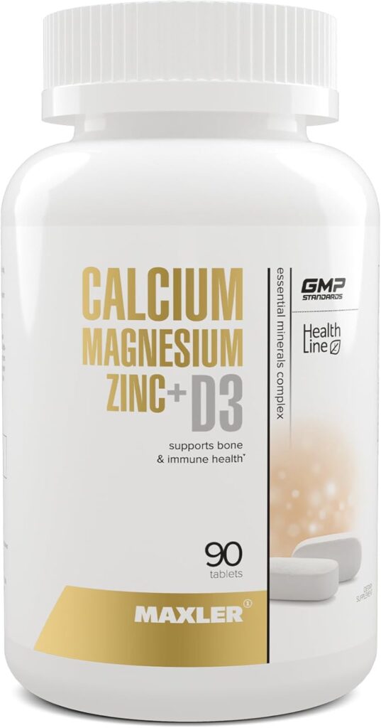 Maxler Calcium Magnesium Zinc Plus Vitamin D3 - Essential Minerals Supplement - Calcium 1000mg Magnesium 600mg Zinc 15mg Vitamin D3 600IU - Immune Support - 90 Calcium Magnesium Zinc D3 Tablets