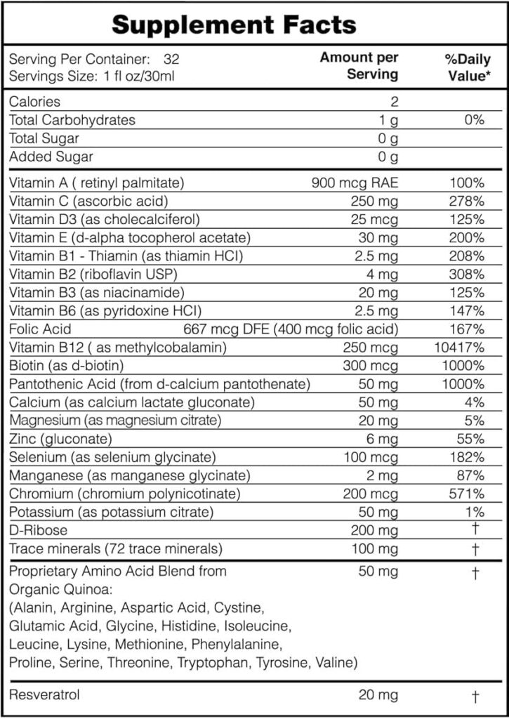 Mega Liquid Multivitamins, Trace Minerals, Amino Acids, Turmeric for Adults, Men, Women, Teens, Kids, Non-GMO, No Soy, No Dairy