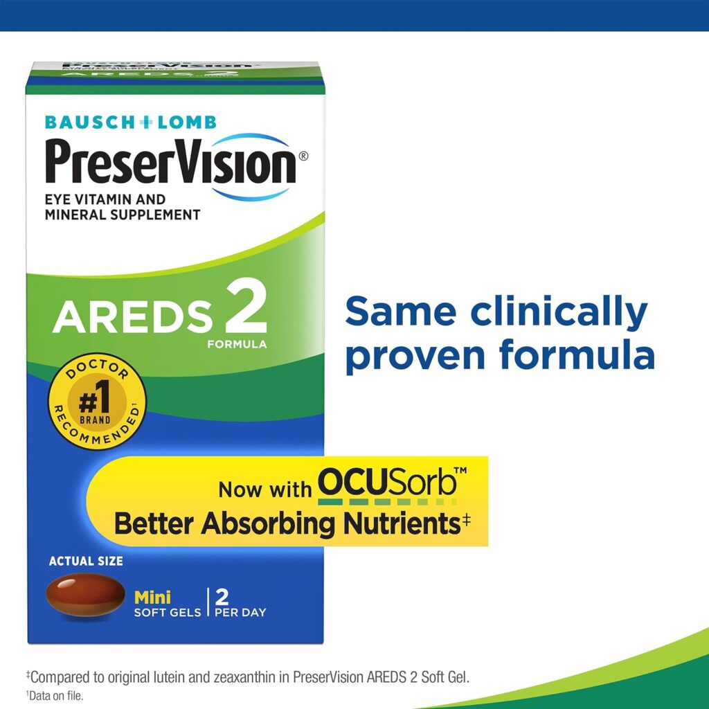 PreserVision AREDS 2 Eye Vitamin  Mineral Supplement, Contains Lutein, Vitamin C, Zeaxanthin, Zinc  Vitamin E, 120 Softgels (Packaging May Vary)